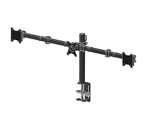 Flexible desk mount for tripple monitor. Desk mount with clamp. Monitor size 10-27 , VESA 75x75 or 100x100mm, <=10kg.