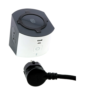 Inductie lader USB-A+C 2x2P+A 2m snoer zwart-wit