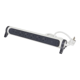 Premium contactdoos met OSB 6x2P+A met 1.5m zwart-wit