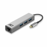 USB-C to USB-A Hub 3 ports with Gigabit Ethernet, metal housing