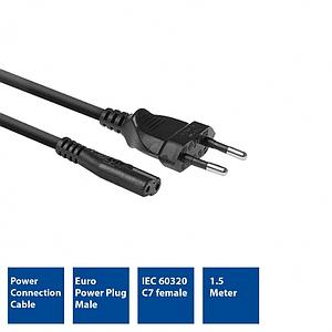 ACT Netsnoer Euro male - C7 female zwart 1,5 m