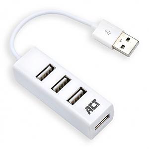ACT USB Hub 2.0, 4x USB-A, mini, wit