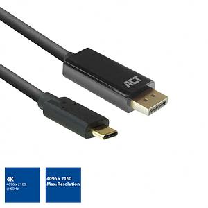 ACT USB-C naar DisplayPort male kabel 2 m 4K @ 60Hz