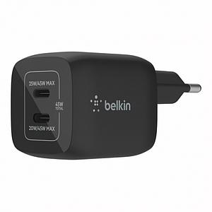 BELKIN 45W PD PPS Dual USB-C GaN Charger Black Universal