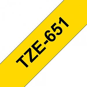 Brother TZE651. Kleur van het product: Geel. Tape-lengte: 8 m, Breedte: 24 mm